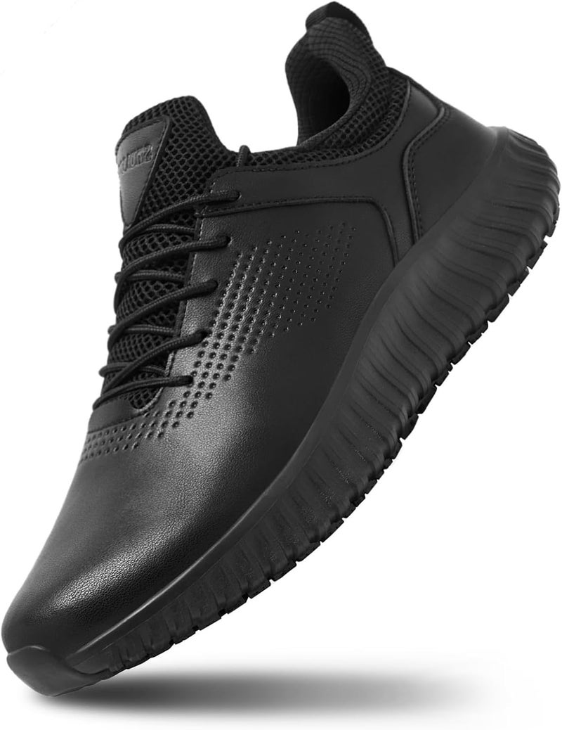 SHULOOK Men's Non Slip Work Shoes Lace Up Slip Resistant Sneakers Waterproof Food Service Kitchen Chef Restaurant Slip On Walking Shoes Lightweight Comfortable Nursing Shoes Working Footwear - Image 1